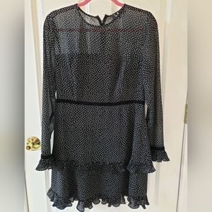 Lulus black dress with white polka-dots women's size Large